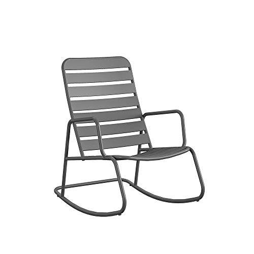 Novogratz 88065CHC1E Poolside Gossip Collection, Roberta Outdoor/Indoor Rocking Chair, Charcoal Patio Rocker