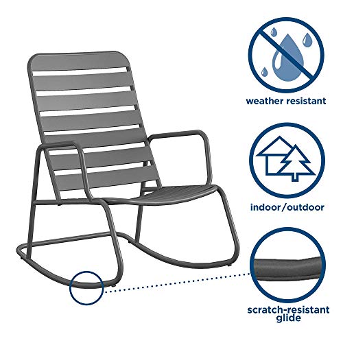 Novogratz 88065CHC1E Poolside Gossip Collection, Roberta Outdoor/Indoor Rocking Chair, Charcoal Patio Rocker