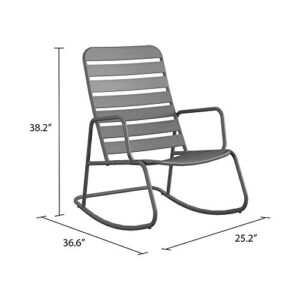 Novogratz 88065CHC1E Poolside Gossip Collection, Roberta Outdoor/Indoor Rocking Chair, Charcoal Patio Rocker