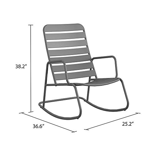 Novogratz 88065CHC1E Poolside Gossip Collection, Roberta Outdoor/Indoor Rocking Chair, Charcoal Patio Rocker