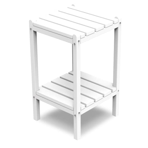 realife Outdoor Adirondack Side Table, Rectangular End Table for Patio, Garden, Porch, Pool and Indoor, White