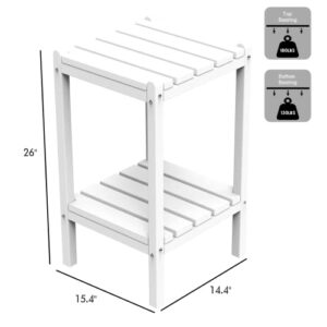 realife Outdoor Adirondack Side Table, Rectangular End Table for Patio, Garden, Porch, Pool and Indoor, White