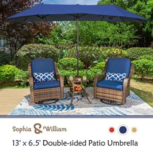 Sophia & William 13ft Double-sided Patio Umbrella, Large Twin Umbrella, Outdoor Umbrella, Navy