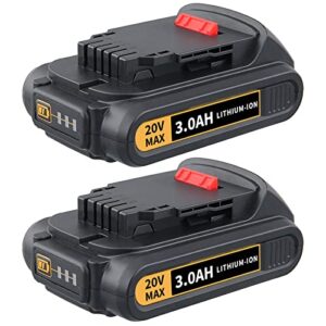 mingsci 2pack 3.0ah dcb201 replacement battery for dewalt 20v battery lithium-ion compatible with 20v dewalt batteries dcb207 dcb206 dcb203 dcb204 dcb200 dcb180