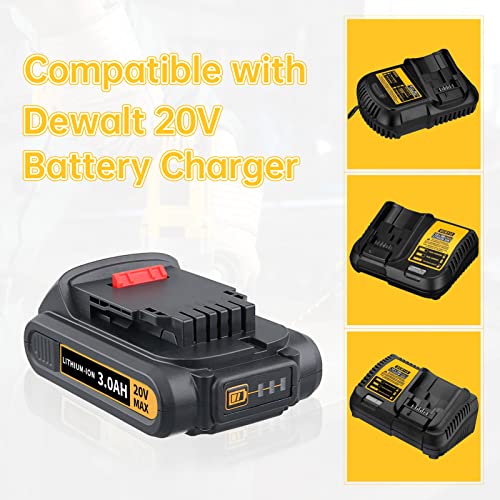 Mingsci 2Pack 3.0Ah DCB201 Replacement Battery for Dewalt 20V Battery Lithium-ion Compatible with 20V Dewalt Batteries DCB207 DCB206 DCB203 DCB204 DCB200 DCB180