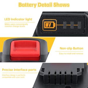 Mingsci 2Pack 3.0Ah DCB201 Replacement Battery for Dewalt 20V Battery Lithium-ion Compatible with 20V Dewalt Batteries DCB207 DCB206 DCB203 DCB204 DCB200 DCB180