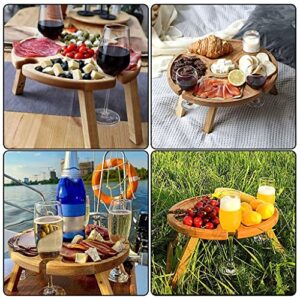 DOUBAO Glass Holder Round Foldable Desk Wine Glass Rack Collapsible Camping Table for Party