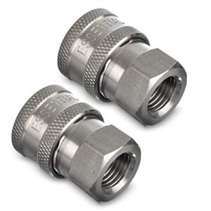 1/4 Quick Connect Fittings by ESSENTIAL WASHER - Set of 2 – 1/4 Inch Female Stainless Steel Pressure Washer Quick Connect Fittings - Quality Pressure Washer Quick Connect Kit 2-Pack