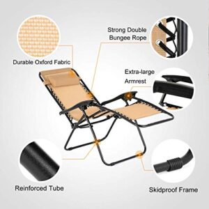 Mecor 3PC Zero Gravity Lounge Chairs Beach Chairs Patio Chairs Adjustable Folding Recliner with Folding Table Outdoor Yard Beach