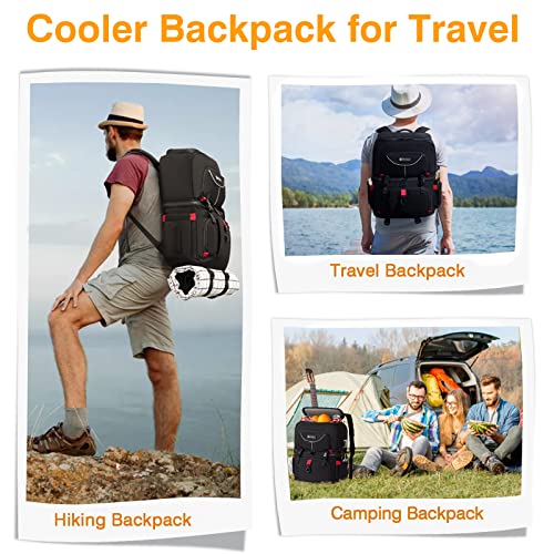 Necoka Cooler Backpack,Doulbe-Layer 42 Cans Backpack Coolers Insulated Leak Proof with 5 Ice Pack for Drink Food,Lightweight Large Lunch Bag for Men Women Trip Beach Camping Work