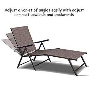 Tangkula Set of 2 Patio Adjustable Chaise, 5 Back & 2 Leg Positions Adjustable Textiline Outdoor Reclining Lounger Chairs, Suitable for Lawn, Poolside, Garden Yard and Beach