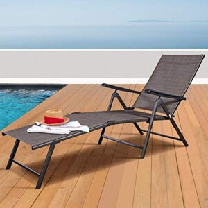 Tangkula Set of 2 Patio Adjustable Chaise, 5 Back & 2 Leg Positions Adjustable Textiline Outdoor Reclining Lounger Chairs, Suitable for Lawn, Poolside, Garden Yard and Beach