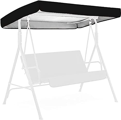 Swing Canopy Cover 3 Seater, Waterproof UV Resistent Patio Hammock Cover Swing Chair Top Cover Roof Sun Shade Sun for Outdoor Garden Patio 22.6.17 (Color : Black, Size : 190 x 132 x 15cm)