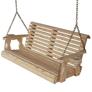 amish casual heavy duty 800 lb roll back 5ft. treated porch swing with cupholders