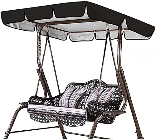 Patio Canopy Swing Cover Waterproof Swing Chair Awning Outdoor Swing Cover Waterproof UV for Garden Terrace Seat Hammock 22.6.21 (Color : Black, Size : Top 164CM/65)