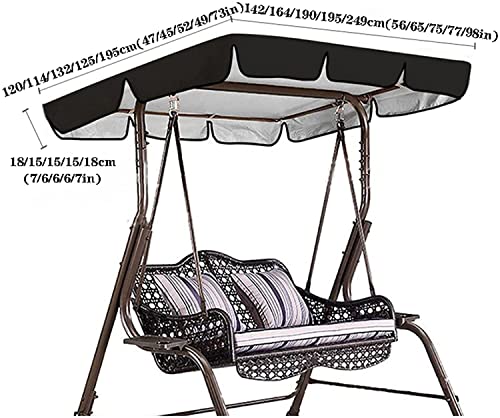 Patio Canopy Swing Cover Waterproof Swing Chair Awning Outdoor Swing Cover Waterproof UV for Garden Terrace Seat Hammock 22.6.21 (Color : Black, Size : Top 164CM/65)