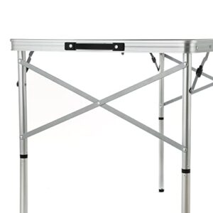 ARROWHEAD OUTDOOR 4’ ft Heavy-Duty Portable Aluminum Frame Folding Table w/Leveling Feet, Solid Tabletop Surface, 2 Adjustable Heights, Carrying Case Included, Lightweight, USA-Based Support