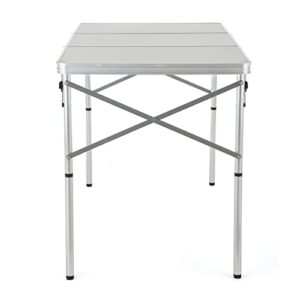 ARROWHEAD OUTDOOR 4’ ft Heavy-Duty Portable Aluminum Frame Folding Table w/Leveling Feet, Solid Tabletop Surface, 2 Adjustable Heights, Carrying Case Included, Lightweight, USA-Based Support