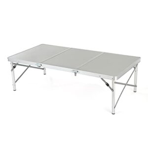 ARROWHEAD OUTDOOR 4’ ft Heavy-Duty Portable Aluminum Frame Folding Table w/Leveling Feet, Solid Tabletop Surface, 2 Adjustable Heights, Carrying Case Included, Lightweight, USA-Based Support