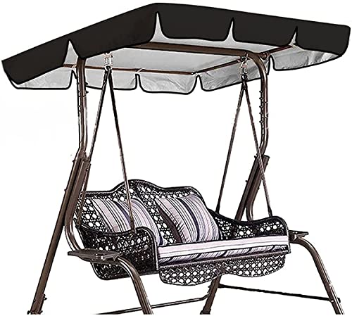 Swing Canopy Replacement Swing Cover Waterproof Swing Chair Awning Outdoor Swing Cover Waterproof UV for Garden Terrace Seat Hammock 22.6.21 (Color : Black, Size : Top 195 x 125 x 15cm)