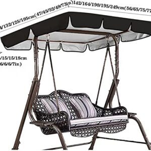 Swing Canopy Replacement Swing Cover Waterproof Swing Chair Awning Outdoor Swing Cover Waterproof UV for Garden Terrace Seat Hammock 22.6.21 (Color : Black, Size : Top 195 x 125 x 15cm)