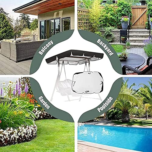 Swing Canopy Replacement Swing Cover Waterproof Swing Chair Awning Outdoor Swing Cover Waterproof UV for Garden Terrace Seat Hammock 22.6.21 (Color : Black, Size : Top 195 x 125 x 15cm)