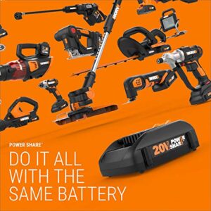 WORX WG261 20V Power Share 22" Cordless Hedge Trimmer (Battery & Charger Included) WG801 20V Power Share 4" Cordless Shear and 8" Shrubber Trimmer (Battery & Charger Included)