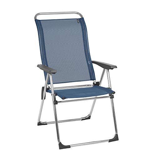 Lafuma Alu Cham Folding Armchair (Ocean Blue, Set of 4) Foldable Deck and Patio Chairs