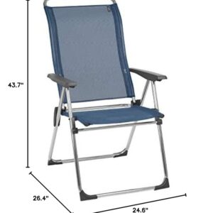 Lafuma Alu Cham Folding Armchair (Ocean Blue, Set of 4) Foldable Deck and Patio Chairs