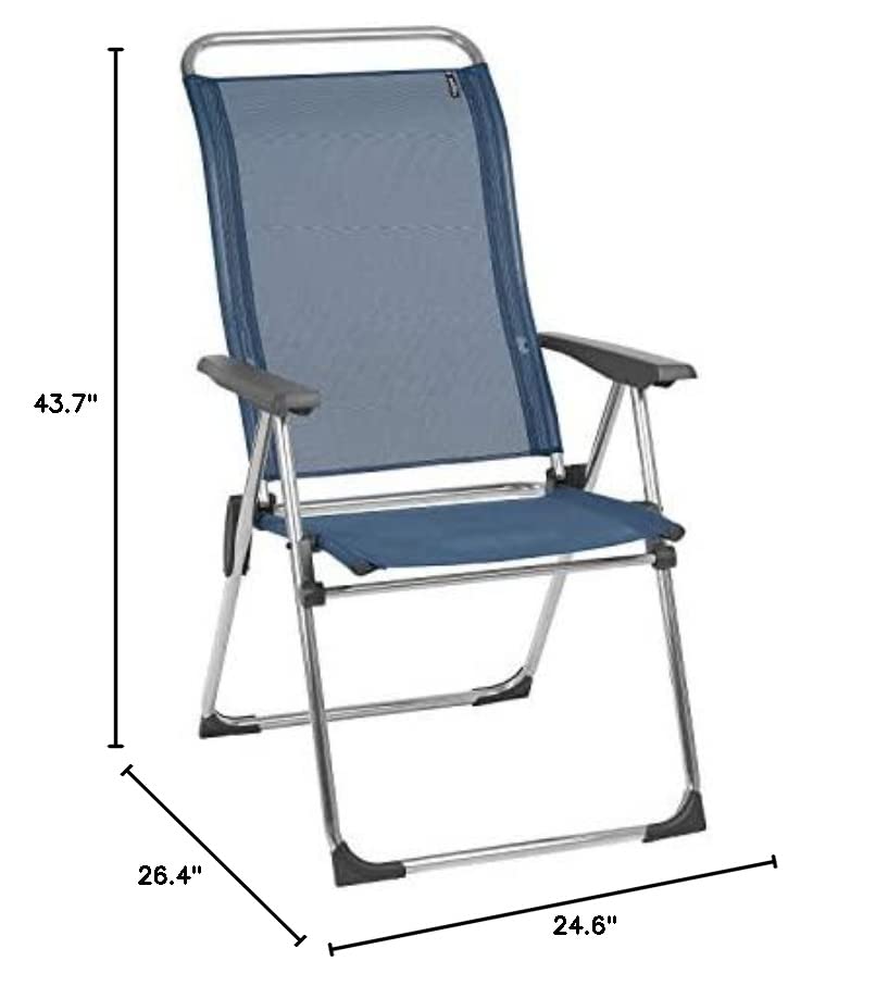 Lafuma Alu Cham Folding Armchair (Ocean Blue, Set of 4) Foldable Deck and Patio Chairs