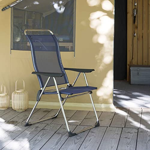 Lafuma Alu Cham Folding Armchair (Ocean Blue, Set of 4) Foldable Deck and Patio Chairs