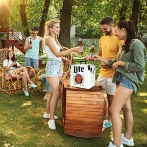 Miller Lite Retro Ice Chest Cooler with Bottle Opener 13L (14 qt), 18 Can Capacity, Blue and Red, Vintage Style Ice Bucket for Camping, Beach, Picnic, RV, BBQs, Tailgating, Fishing