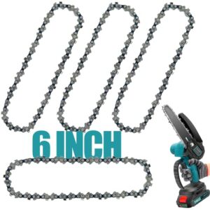6 inch mini chainsaw chain replacement, 4 pcs chains for cordless electric portable chainsaw, durable carbon steel saw chains for pruning shears and wood cutting