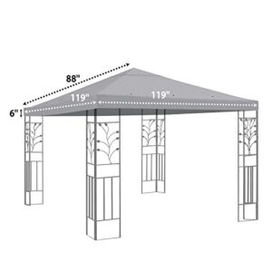 BenefitUSA G245-GREY Top Patio Pavilion Sunshade Polyester Single Tier Replacement Gazebo Canopy Cover, 10" L x 10" H, Grey