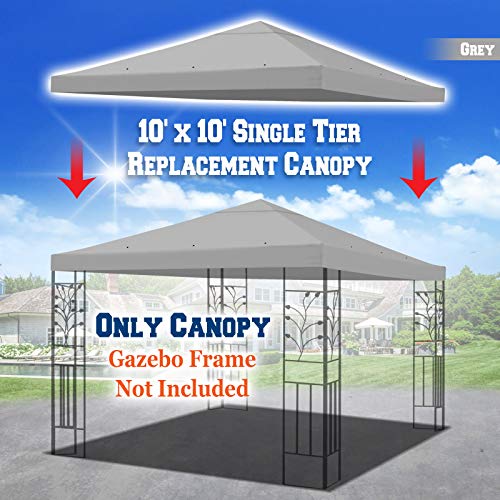 BenefitUSA G245-GREY Top Patio Pavilion Sunshade Polyester Single Tier Replacement Gazebo Canopy Cover, 10" L x 10" H, Grey