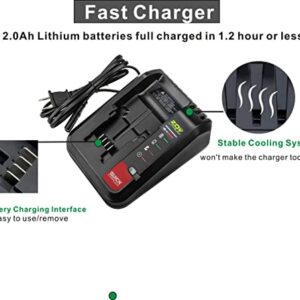 20V Lithium Battery Fast Charger Compatible with Black and Decker 20V Lithium Battery LBXR20 LBXR2020 LB2X4020 and Porter Cable 20V Lithium Battery PCC685L PCC680L PCC681L