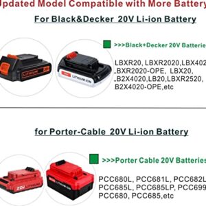 20V Lithium Battery Fast Charger Compatible with Black and Decker 20V Lithium Battery LBXR20 LBXR2020 LB2X4020 and Porter Cable 20V Lithium Battery PCC685L PCC680L PCC681L