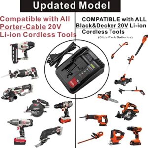 20V Lithium Battery Fast Charger Compatible with Black and Decker 20V Lithium Battery LBXR20 LBXR2020 LB2X4020 and Porter Cable 20V Lithium Battery PCC685L PCC680L PCC681L