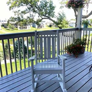 Xilingol Patio Rocking Chair, Poly Lumber Porch Rocker with High Back, 400Lbs Support Rocking Chairs for Outdoor Garden Lawn, White
