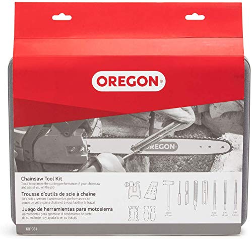 Oregon Chainsaw Chain Sharpening Kit with Hard Case - Contains Files, Handles, Depth Gauge, Stump Vise, Felling Wedge, and More Accessories