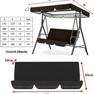 Waterproof Patio Replacement Cover Swing Canopy Lawn Garden Seater Sun Shade Set, Canopy Cover for 2/3-Seater-Swing is Made Up of 210D Oxford Cloth for Outdoor 22.6.17