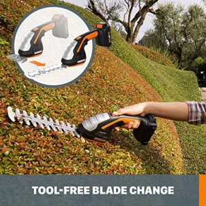 WORX WG801 20V Power Share 4" Cordless Shear and 8" Shrubber Trimmer (Battery & Charger Included) and WA3875 20V Li-ion Dual Port 2 Hour Charger