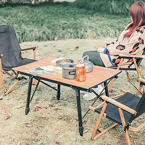 OMKUOSYA Folding Camping Table, Picnic Table with Adjustable Height and Storage Bag, Ultralight Aluminum Portable Folding Table for Outdoor Camping, Picnics, Tailgates, Beach and BBQ, RV