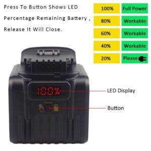 waitley 20V 9.0Ah Lithium Ion Battery Compatible with DEWALT DCB200 DCB209 Tools with LED Indicator