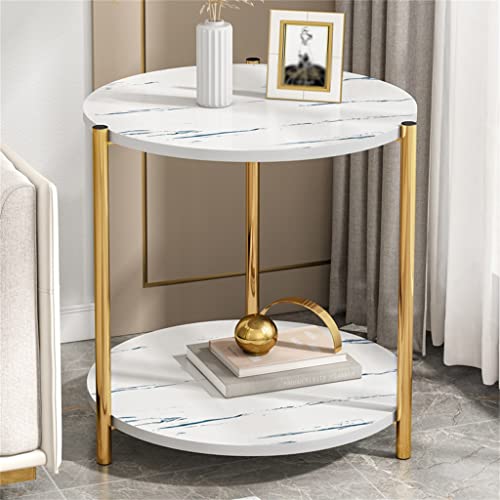 LIRUXUN Sofa Side Cabinet Home Small Apartment Living Room Table Side Several Bedroom Double-Layer Mini Round Table