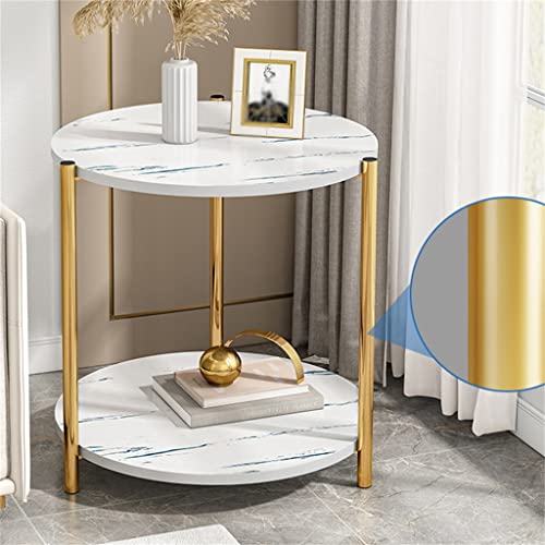 LIRUXUN Sofa Side Cabinet Home Small Apartment Living Room Table Side Several Bedroom Double-Layer Mini Round Table