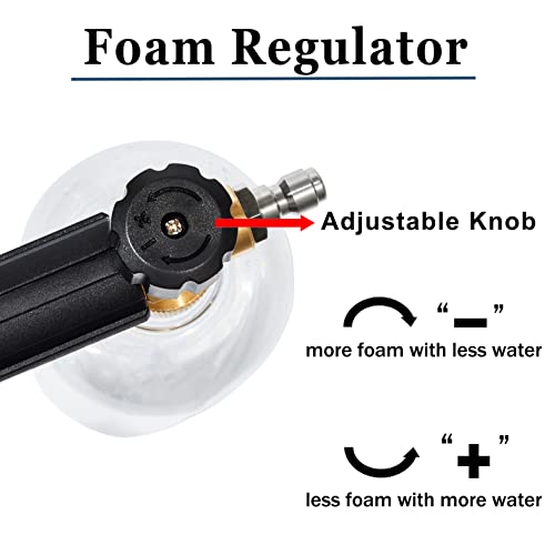 Raincovo Foam Cannon with 1/4 Inch Quick Connector, Transparent Bottle, Snow Foam Lance with 5 Pressure Washer Nozzle Tips