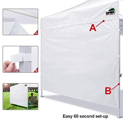 Eurmax USA Smart Durable Pop up Canopy Tent with 1 Sidewall 10'x10' Outdoor Craft Show Canopy Bouns 4X Stakes(White）
