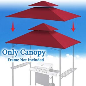 BenefitUSA Double Tiered Replacement Canopy ONLY for 8x5Ft Barbecue Gazebo, Outdoor Grill Shelter Replacement Canopy Top (Burgundy)