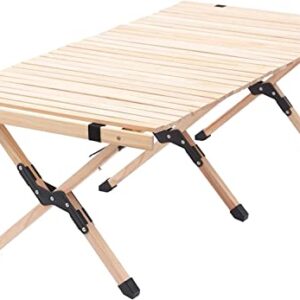 OMKUOSYA Portable Camping Table, Wooden Folding Beach Picnic Table with Carry Bag for Outdoor Cooking, Picnic, Camp, BBQ, Travel, Backyard Patio Party